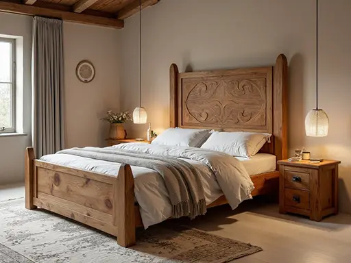 Têtes de lit teck sculpté